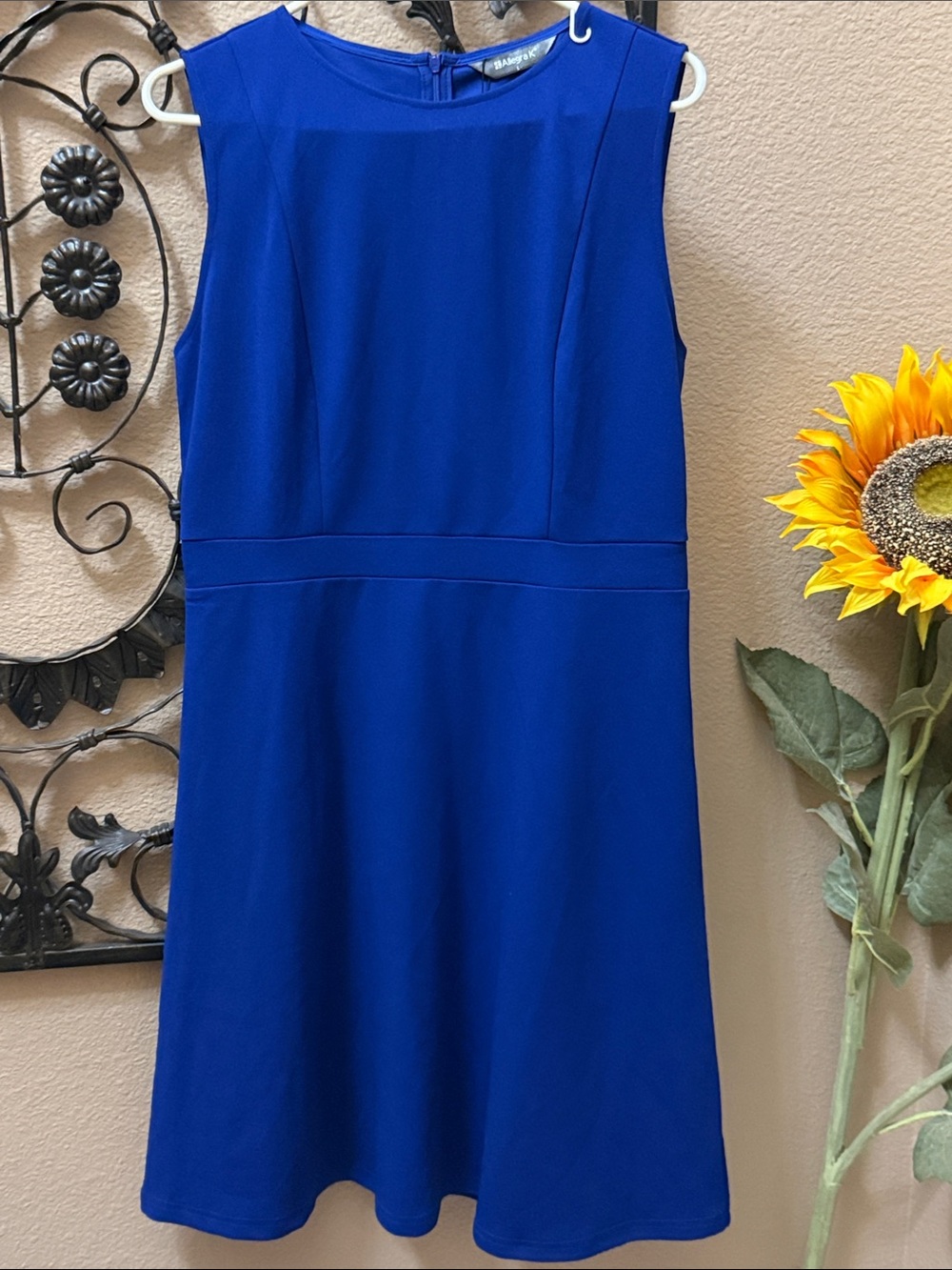 ALLEGRA K Royal Blue Sleeveless Fit-and-Flare Dress Size L
